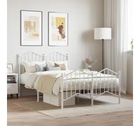 vidaXL Metal Bed Frame with Headboard and Footboard White 120x200 cm