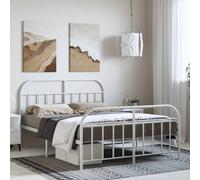 (white, 135 x 190/with headboard & footboard) vidaXL Metal Bed Frame Bedroom Bed Base Bedstead Metal Matress Foundation