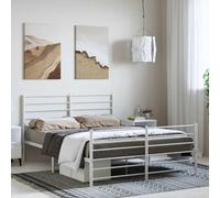 vidaXL Metal Bed Frame without Mattress with Footboard White 135x190cm