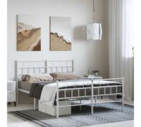 Metal Bed Frame with Headboard and Footboard White 135x190 cm Double vidaXL