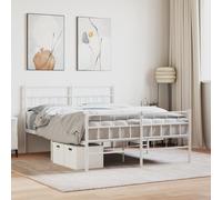 (with headboard & footboard, 140 x 190 cm) vidaXL Metal Bed Frame Bed Base with Headboard and Footboard White 107x203 cm