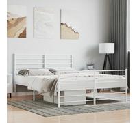 vidaXL Metal Bed Frame without Mattress with Footboard White 140x190cm