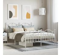 (white, 140 x 200/with headboard & footboard) vidaXL Metal Bed Frame Bedroom Platform Bed Base Bedstead Mattress Foundation