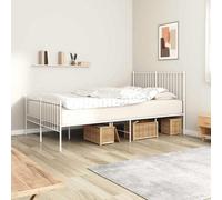 Vidaxl Metal Bed Frame Without Mattress With Footboard White 140X200Cm