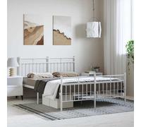 vidaXL Metal Bed Frame without Mattress with Footboard White 150x200cm
