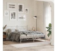 vidaXL Metal Bed Frame without Mattress with Footboard White 150x200cm