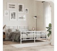 vidaXL Metal Bed Frame without Mattress with Footboard White 150x200cm