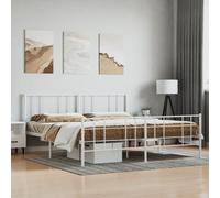 vidaXL Metal Bed Frame without Mattress with Footboard White 180x200cm