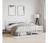 vidaXL Metal Bed Frame without Mattress with Footboard White 180x200cm
