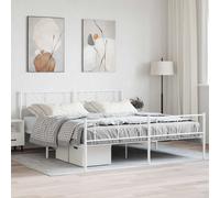 vidaXL Metal Bed Frame without Mattress with Footboard White 180x200cm