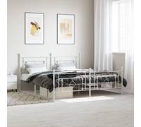 vidaXL Metal Bed Frame without Mattress with Footboard White 183x213cm