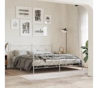 vidaXL Metal Bed Frame without Mattress with Footboard White 183x213cm
