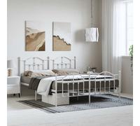 (white, 183 x 213/with headboard & footboard) vidaXL Metal Bed Frame Bed Base with Headboard Black 120x190 cm 4FT Small Double