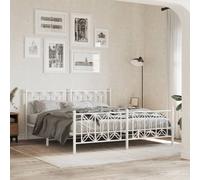 vidaXL Metal Bed Frame without Mattress with Footboard White 183x213cm