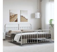 vidaXL Metal Bed Frame without Mattress with Footboard White 183x213cm