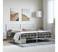 vidaXL Metal Bed Frame without Mattress with Footboard White 193x203cm