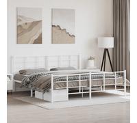 vidaXL Metal Bed Frame without Mattress with Footboard White 193x203cm
