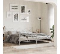 Metal Bed Frame with Headboard and Footboard Base White 193x203 cm vidaXL