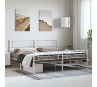 (white, 193 x 203 cm/with headboard & footboard) vidaXL Metal Bed Frame Bedroom Platform Bed Base Bedstead Mattress Foundation