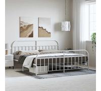 (white, 193 x 203/with headboard & footboard) vidaXL Metal Bed Frame Bedroom Bed Base Bedstead Metal Matress Foundation