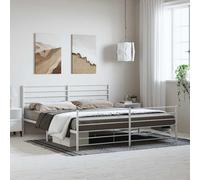(white, 193 x 203 cm/with headboard & footboard) vidaXL Metal Bed Frame with Headboard Bed Base Mattress Foundation Bedstead
