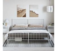 vidaXL Metal Bed Frame without Mattress with Footboard White 193x203cm