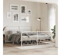 Metal Bed Frame with Headboard and Footboard Base White 193x203 cm vidaXL