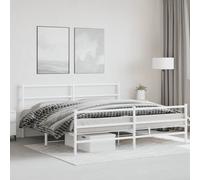 vidaXL Metal Bed Frame without Mattress with Footboard White 193x203cm