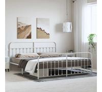 (white, 193 x 203 cm/with headboard & footboard) vidaXL Metal Bed Frame Bedroom Bed Base Bedstead Metal Matress Foundation