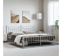 vidaXL Metal Bed Frame without Mattress with Footboard White 193x203cm