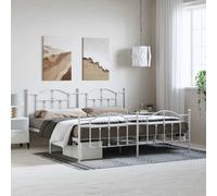 vidaXL Metal Bed Frame without Mattress with Footboard White 193x203cm