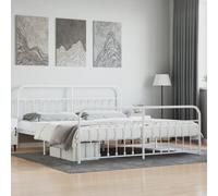 vidaXL Metal Bed Frame without Mattress with Footboard White 200x200cm