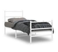 vidaXL Metal Bed Frame with Headboard & FootboardÂ White 75x190 cm Small Single