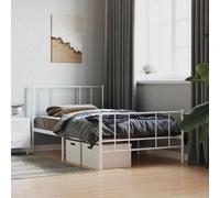Vidaxl Metal Bed Frame Without Mattress With Footboard White 75X190Cm