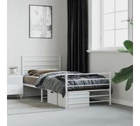 Vidaxl Metal Bed Frame Without Mattress With Footboard White 75X190Cm