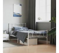vidaXL Metal Bed Frame without Mattress with Footboard White 75x190cm