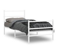 vidaXL Metal Bed Frame with Headboard and Footboard White 90x190 cm Single