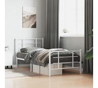 (white, 90 x 190 cm/with headboard & footboard) vidaXL Metal Bed Frame with Headboard Home Bed Base Bedstead Black 90x200 cm