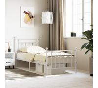 (white, 90 x 200 cm/with headboard & footboard) vidaXL Metal Bed Frame Bedroom Bed Base Bedstead Metal Matress Foundation