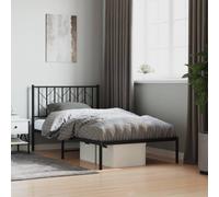 vidaXL Metal Bed Frame without Mattress with Headboard Black 100x190cm