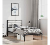 (black, 100 x 190 cm/with headboard) vidaXL Metal Bed Frame with Headboard Bed Base Mattress Foundation Bedstead