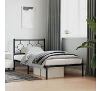 vidaXL Metal Bed Frame without Mattress with Headboard Black 100x200cm