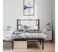vidaXL Metal Bed Frame without Mattress with Headboard Black 100x200cm