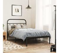 Metal Bed Frame with Headboard Home Base Bedstead Black 107x203 cm vidaXL