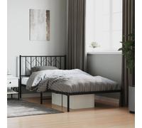 vidaXL Metal Bed Frame without Mattress with Headboard Black 107x203cm