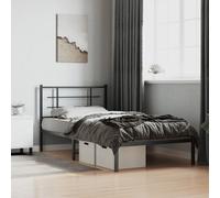 vidaXL Metal Bed Frame without Mattress with Headboard Black 107x203cm