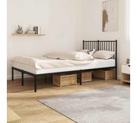 Vidaxl Metal Bed Frame Without Mattress With Headboard Black 120X190Cm