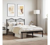 vidaXL Metal Bed Frame without Mattress with Headboard Black 120x190cm