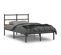 vidaXL Metal Bed Frame with Headboard Bed Base Black 120x190 cm Small Double