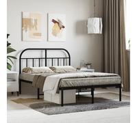 Vidaxl Metal Bed Frame With Headboard Black 120X200 Cm
